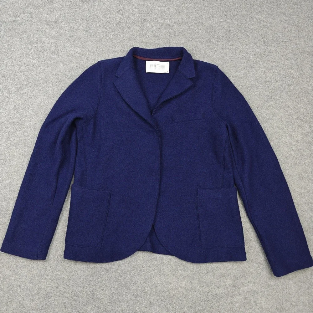 Harris Wharf London Blazer Womens IT 48 Blue Virgin Wool Sport Coat Jacket Italy
